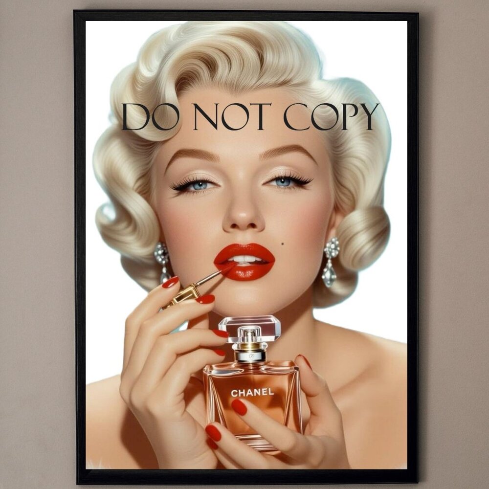 Marilyn Monroe CHANEL Style Vintage Poster Print 8.5x11 framed | Fashion Icon